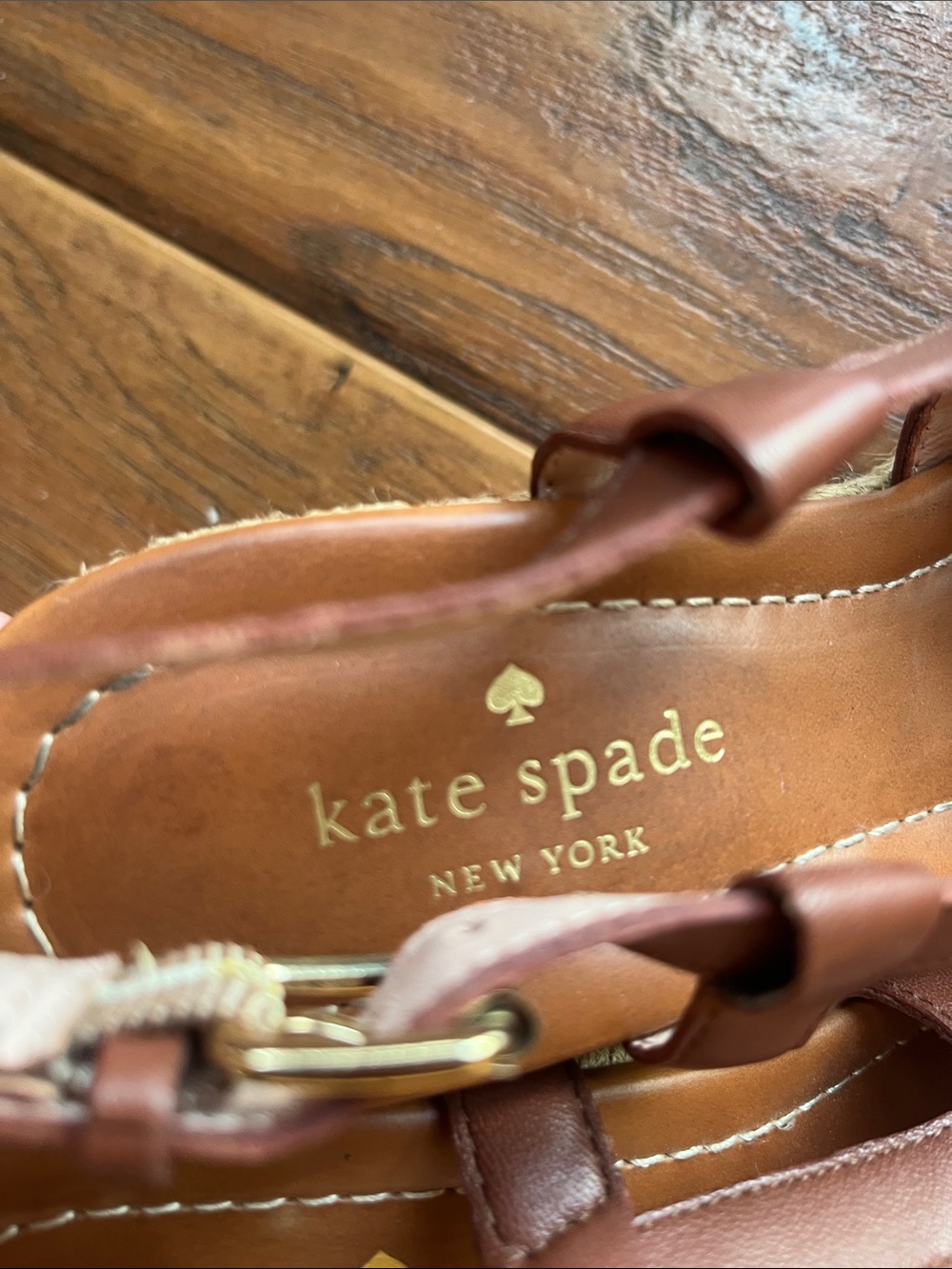 kate spade Brown Leather Slingback Peep-Toe Sandals - Picture 6 of 6